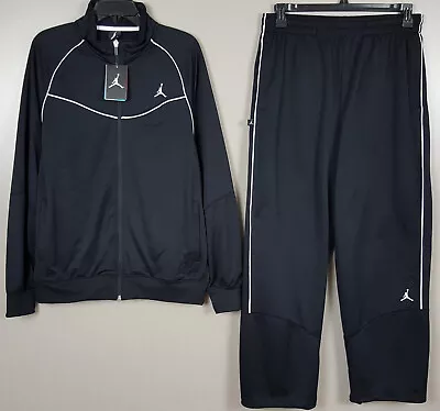 Jordan Basketball Track Suit Jacket + Pants Set Black White Rare (size Large) • $143.99