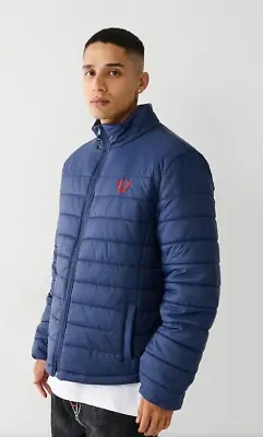 NWT $199.00 True Religion Mens Puffer Jacket Dress Blue Size LARGE • $59