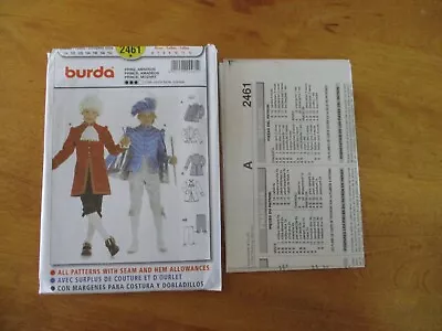 Burda 2461 Boys' Szs 6-12 Prince/Mozart Historical Costume 2 Views Pattern Uncut • $6.79