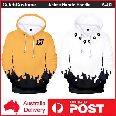 Men Women Anime Naruto Uzumaki Hokage Hoodie Pullover Jumper Cosplay Jacket Coat • $35.99