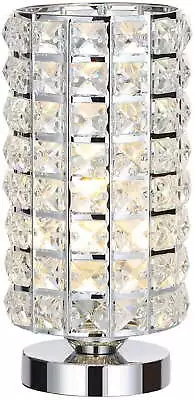 Elegant Modern Crystal Bedside Night Light Lamp With Chrome Silver • $26.99