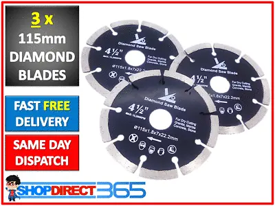 3x 115mm 4.5  Diamond Angle Grinder Grinding Stone Brick Concrete Cutting Disc 3 • £6.99