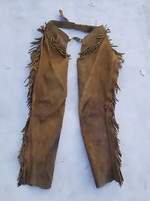 Vintage Fringe Leather Chaps 1930s RARE Genuine Cowboy Chaps Handmade • $395