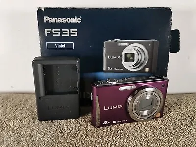 Panasonic Digital Camera Lumix DMC-FS35 16.1MP Purple Tested Boxed • £64.99