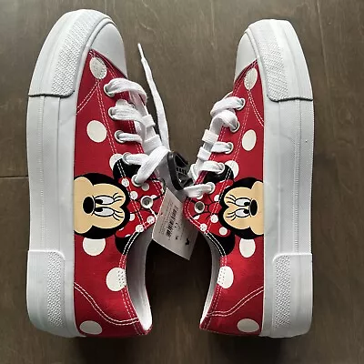 Disney Minnie Mouse Canvas Shoes Sneaker Red White Polka Dots White Toe Size 11 • $13.99