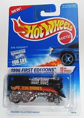 Hot Wheels RAIL RODDER 1996 First Editions #5 MOSC Sp5 Black 370 • $2.49