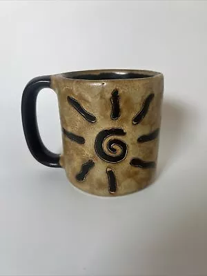 Mara Of Mexico Brown Stoneware Coffee Mug Tea Cup Sun Energy Positivity Clarity • $14.99