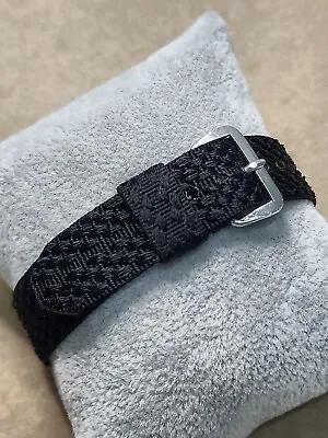 Vintage 1960's-70's 16mm Black Woven Nylon Thread Thru Military Style Watch Band • $18.95