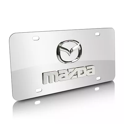 Mazda 3D Logo And Name On Chrome Stainless Steel Metal Auto License Plate • $52.99