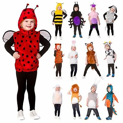 £11.99 • Buy Kids Animal Tabard Character Hood Tail Childs Fancy Dress Costume Age 3-5