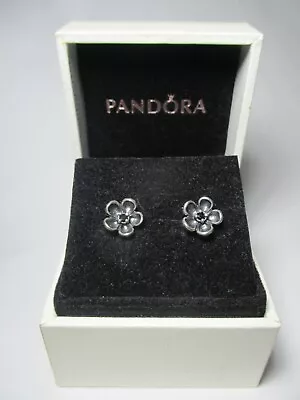 $85 • Buy PANDORA Earrings - Stud Oxidised Flowers With BLACK CZ Stones 290522TCZ