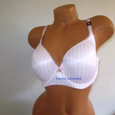 VICTORIA SECRET Body By Victoria Full Coverage Bra 38DD Pink White Stripe Smooth • $43.95