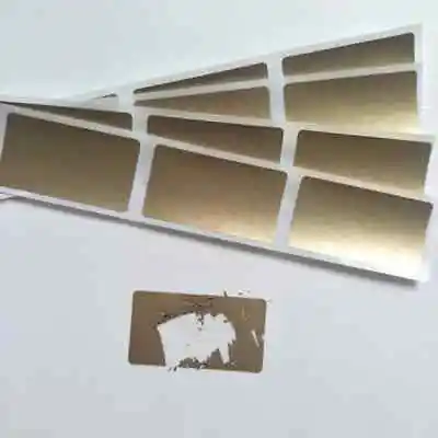 Scratch Off Stickers Prize & Gift Card Multiple Sizes Inc 23mm X 42mm Grey/Gold • £2.90