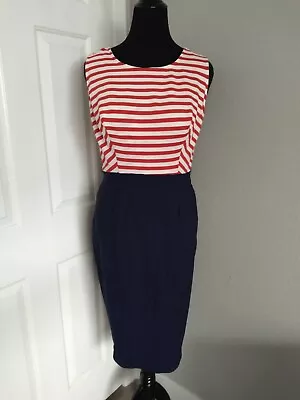 Vintage Barbie Size 2XL Sleeveless Red White And Blue Dress • $42.95