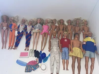 Vintage 60’s 70’s 80’s Barbie Ken Dolls Lot Of 15 Dolls Accessories Various Cond • $57
