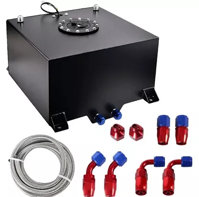 10 Gallon Aluminum Street Fuel Cell Gas Tank+Cap+Level Sender+Fuel Hose Line Kit • $109.99