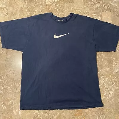 Vintage Nike Center Swoosh Shirt Big Logo Men’s XL Faded Y2K 2000s Blue • $18.88