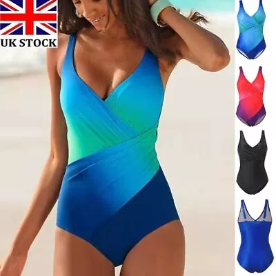 Women Ladies Padded Monokini Tummy Control Costume Swimming Swimwear Swimsuit • $14.34
