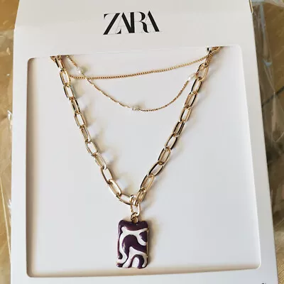 3pcs New Zara Square Pendant Necklace Gift Fashion Women Party Holiday Jewelry • $10.99