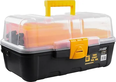 16  Large Plastic Tool DIY Craft Box Chest Cantilever Storage Box 3 Storey Trays • £19.99