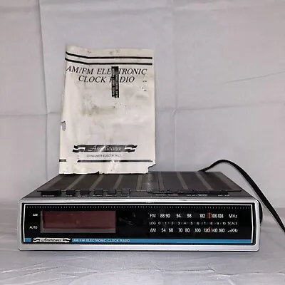 Vintage AMERICANA 80s Alarm Clock AM/FM Radio Wood Panel Digital Clock K79/2808  • $20