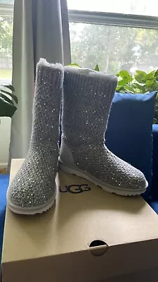 Ugg Boots  Size 4 Knit Sequin In Gray • $65