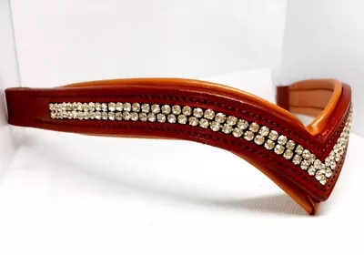 $35.76 • Buy V Shaped Browband Tan Leather Crystal Browband