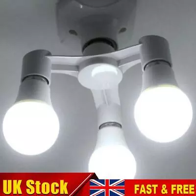 3 In 1/4 In 1/5 In 1 E27 To E27 Base Socket Splitter LED Light Lamp Bulb • £6.49