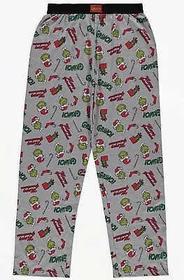 Mens 'The Grinch’ Grey Christmas Lounge Pants Size S XL XXL Older Boys Teens • £19.99