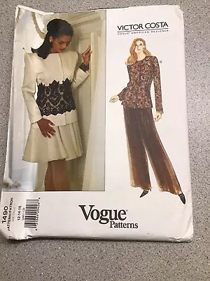 Vogue Pattern 1490 Victor Costa Jacket Skirt & Pants Size 12-14-16 Uncut • $13.88