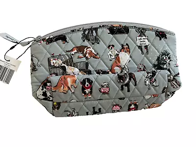 Vera Bradley Medium Travel Cosmetic Bag “Dog Show” MSRP $49 NEW With Tags • $38.99