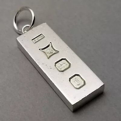 Vintage Solid Sterling Silver Ingot Pendant 10.5g Hallmarked Birmingham 1981 • $35.35