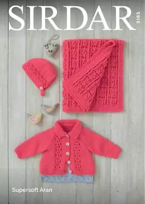 Sirdar Knitting Pattern - Supersoft Aran Baby Girl's Jacket Bonnet And Blanket  • £6.49