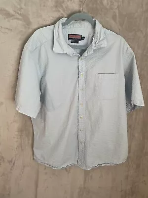 Vineyard Vines Shirt Mens 2XL Seersucker Button Up Short Sleeve Whale Blue Prep • $16.03