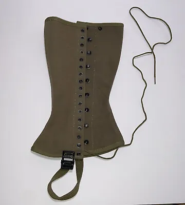 1 VTG Military WWII Canvas Legging Gaiters Green-Brown 8 Eyes Boot Guard • $12.95