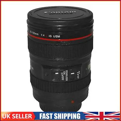 Creative SLR Camera Lens Shaped Mugs Drrinking Cup 420ml Drinkware With Lid • £7.99