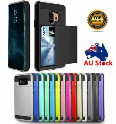 $6.93 • Buy Samsung Galaxy S21 S20 S10 5G S9 S8 Plus Shockproof Card Holder Case Cover