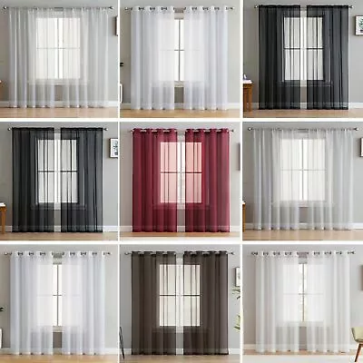 £9.35 • Buy 2 SLOT TOP, EYELET Or TAB TOP Voile Net Panels, Curtains Pair With TIE BACKS !