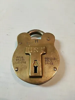 Vintage U. S. NAVY Solid Brass Lock Jas. Morgan And Sons Boston • $28.95
