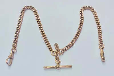 “Antique 9ct Gold Kerb Link Double Albert Pocketwatch Chain” Circa 1900 39.4g • £1250