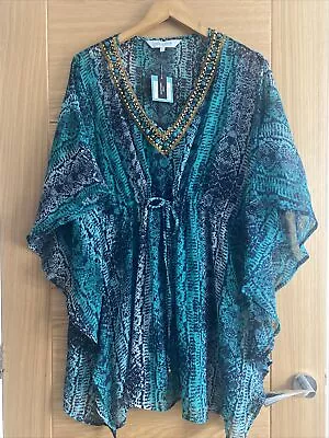£4.99 • Buy NEW Debenhams Collection Kaftan Size 12 (BNWT £30) Sheer Snakeprint Embellished