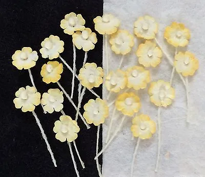 100 Yellow White Flowers Handmade Mulberry Paper Doll Hats Miniatures Embellish • $3.99