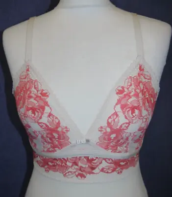 Cream And Pinky Red Lace Bralette AUTOGRAPH Size 12 Hardly Worn • £4.75
