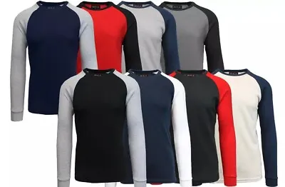 $9.95 • Buy Men's Long Sleeve Waffle-Knit Raglan Thermal Shirts ( Size S-5XL ) NWT FREE SHIP