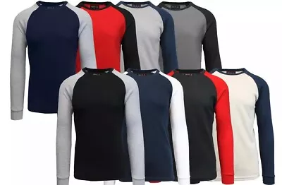 Men's Long Sleeve Waffle-Knit Raglan Thermal Shirts ( Size S-5XL ) NWT FREE SHIP • $9.95