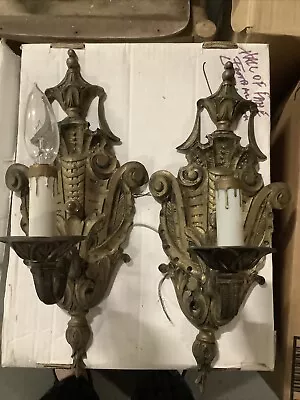 Scones Pair Brass Vintage Antique Electrified • $125