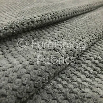 New Quality Soft Corduroy Dotted Waffle Texture Charcoal Grey Upholstery Fabric • £14.99