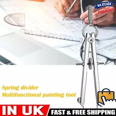 Spring Protractior Compasses Math Geometry Set With Lock Precision Drawing Tool • £5.19