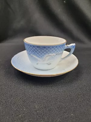 Copenhagen B&G Denmark Porcelain Blue White Seagull Teacup & Saucer • $24