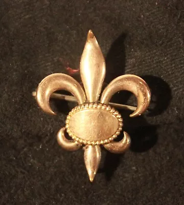 Fleur De Lis Pocket Watch Pin For Engraving Gold Tone Vintage • $9